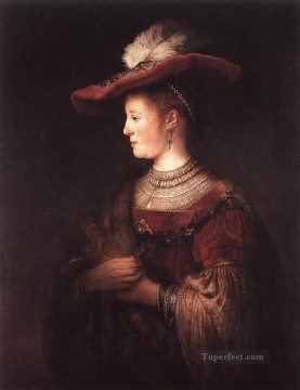  vestido Lienzo - Saskia con vestido pomposo, retrato de Rembrandt